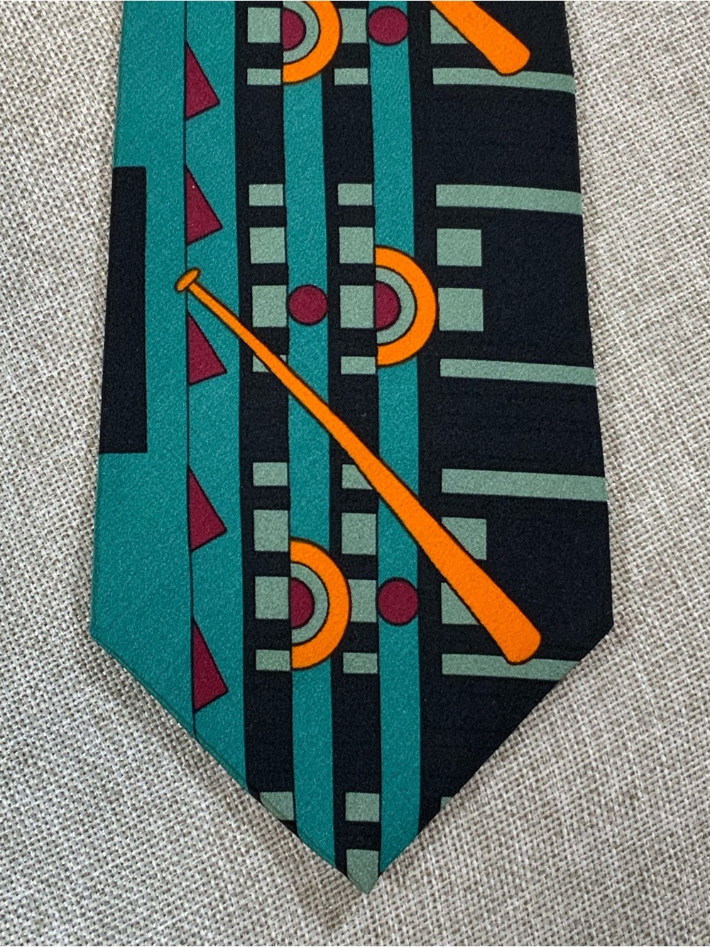 Arquitectonica Teal Geometric Silk Necktie Architect Design Wide Tie - Picture 2 of 8
